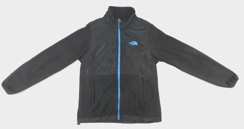 The North Face Jacket Womens 2XL Black Polartec Fleece Full Zip Denali Blue Trim